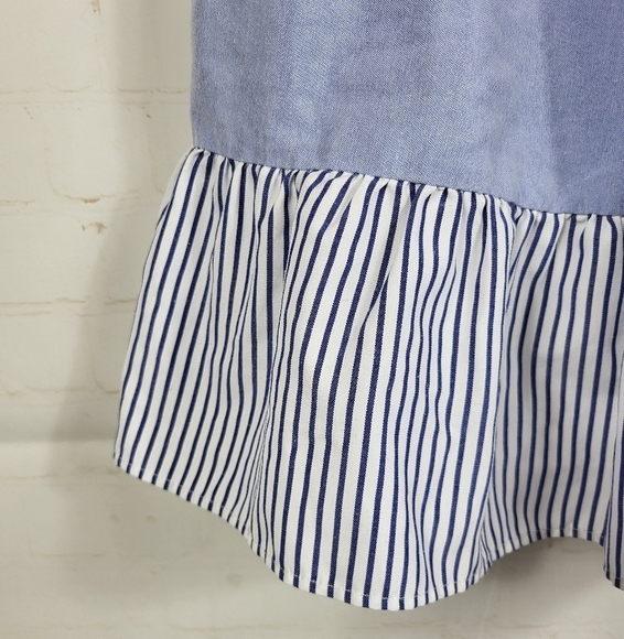 Pomander Place Tuckernuck Preppy Feminine Quinn Tiered Mini Dress Blue Stripe XS - Picture 9 of 16